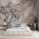 Fototapeten Zartes florales Liniendesign