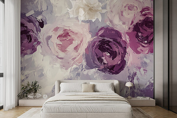 Malerei von Blumen auf einer Fläche Fototapeten Malerei von Blumen auf einer Fläche