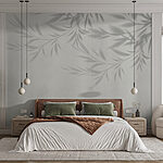 Fototapeten Schatten von Blättern an einer Wand