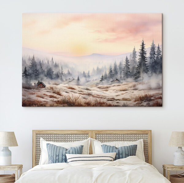 Landschaft mit Bäumen und Nebel Wandbilder Landschaft mit Bäumen und Nebel