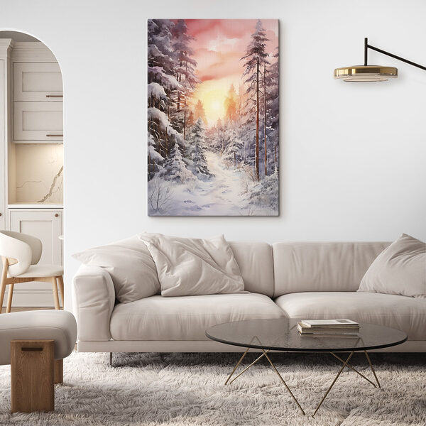 Aquarellmalerei eines verschneiten Waldes Wandbilder Aquarellmalerei eines verschneiten Waldes