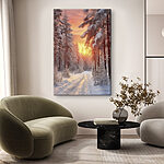 Wandbilder Schneebedeckte Straße in einem Wald