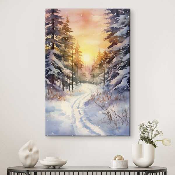 Aquarellmalerei eines verschneiten Waldes Wandbilder Aquarellmalerei eines verschneiten Waldes