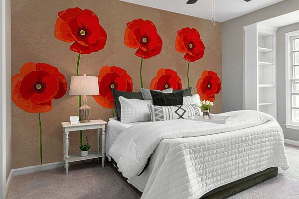 Gruppe von roten Blumen Fototapeten Gruppe von roten Blumen