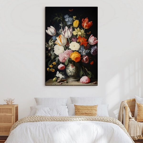 Vase mit Blumen und Schmetterlingen Wandbilder Vase mit Blumen und Schmetterlingen