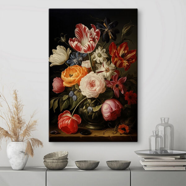 Gemälde von Blumen auf schwarzem Hintergrund Wandbilder Gemälde von Blumen auf schwarzem Hintergrund