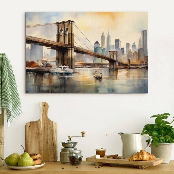 Aquarell einer Brücke und einer Stadt Wandbilder Aquarell einer Brücke und einer Stadt