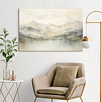 Wandbilder Aquarell eines Sees mit Bergen in der Ferne