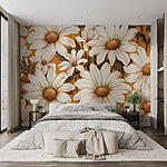 Fototapeten Florales Muster in warmen Tönen