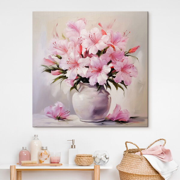Gemälde mit rosa Blumen in einer Vase Wandbilder Gemälde mit rosa Blumen in einer Vase