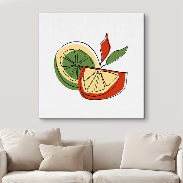 Zeichnung einer Zitrone und einer Orange Wandbilder Zeichnung einer Zitrone und einer Orange
