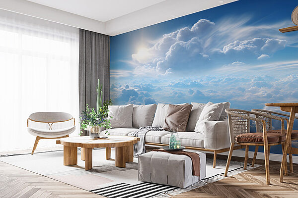 Wolken und blauer Himmel mit Wolken und die Sonne Fototapeten Wolken und blauer Himmel mit Wolken und die Sonne