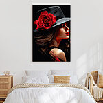 Wandbilder Frau mit einer Rose in ihrem Hut