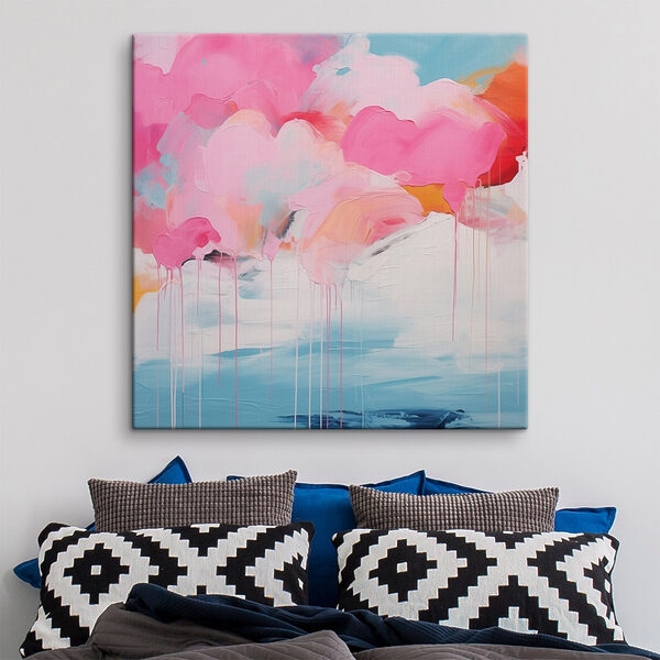 Gemälde mit rosa Wolken und blauem Himmel Wandbilder Gemälde mit rosa Wolken und blauem Himmel