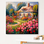 Wandbilder Gemälde eines Hauses mit Blumen