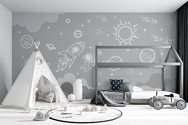 Weltraumszene mit Wolken und Sternen Fototapeten Weltraumszene mit Wolken und Sternen
