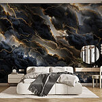 Fototapeten Schwarze Wolken mit Blitzen