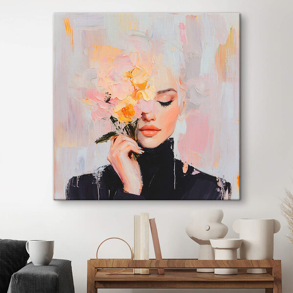 Gemälde einer Frau mit Blumen Wandbilder Gemälde einer Frau mit Blumen