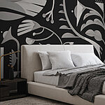 Fototapeten Schwarzes und weißes Blumendesign