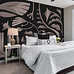 Fototapeten Schwarzes und weißes Blumendesign