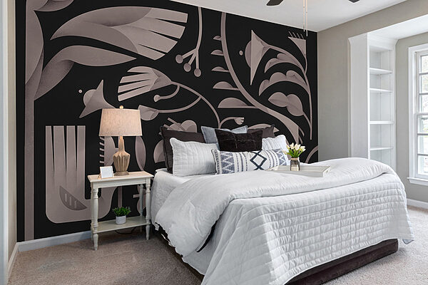 Schwarzes und weißes Blumendesign Fototapeten Schwarzes und weißes Blumendesign