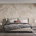 Fototapeten Weißes verziertes Muster auf brauner Oberfläche