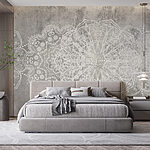 Fototapeten Weißes verziertes Muster auf grauer Oberfläche