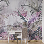 Fototapeten Malerei von Blumen und Blättern