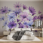 Fototapeten Gruppe von lila und blauen Blumen