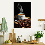 Wandbilder Tasse Kaffee und Kaffeebohnen