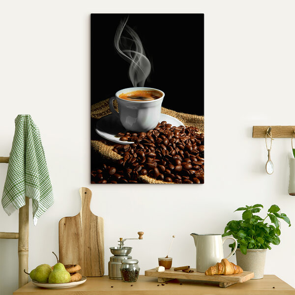 Tasse Kaffee und Kaffeebohnen Wandbilder Tasse Kaffee und Kaffeebohnen