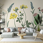 Fototapeten Zarte florale Illustration in sanften Farbtönen