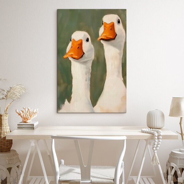 Gemälde von zwei weißen Enten Wandbilder Gemälde von zwei weißen Enten