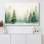 Wandbilder Aquarell von Bäumen im Nebel