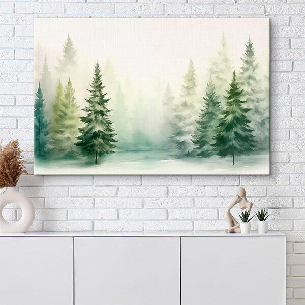 Aquarell von Bäumen im Nebel Wandbilder Aquarell von Bäumen im Nebel