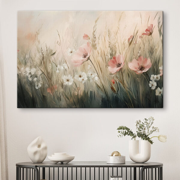 Gemälde von Blumen auf einem Feld Wandbilder Gemälde von Blumen auf einem Feld