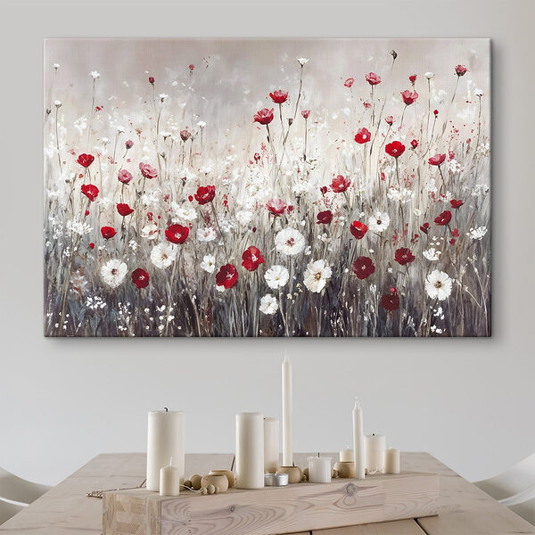 Malerei von roten und weißen Blumen Wandbilder Malerei von roten und weißen Blumen