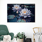 Wandbilder Gruppe von weißen Blumen in einem Teich