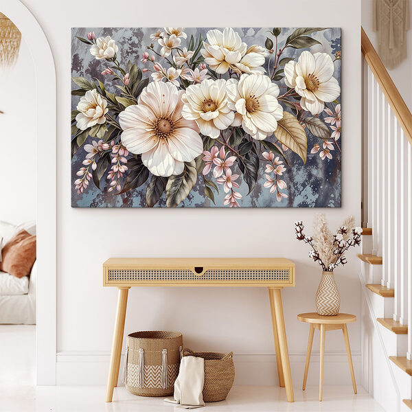 Wandbilder Gruppe von weißen Blumen