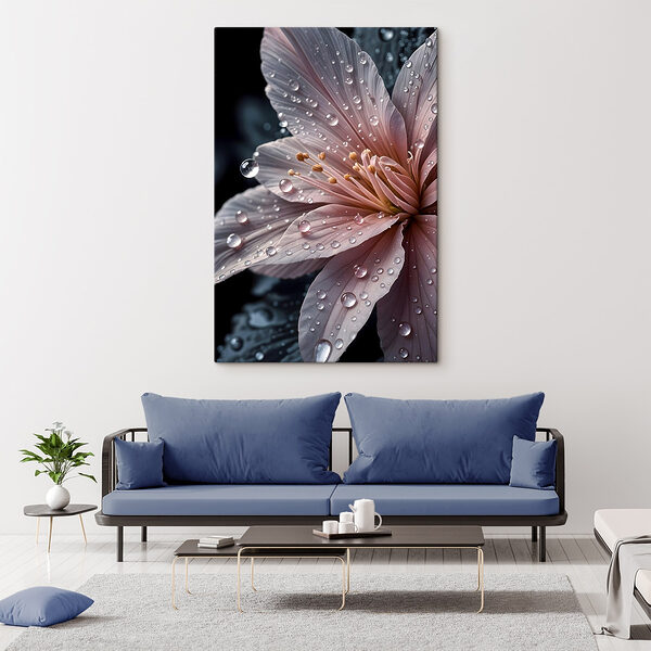 Wandbilder Die zarten Blütenblätter sind mit Tropfen verziert