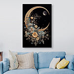 Wandbilder Mond mit Blumen und Blättern