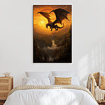 Wandbilder Drache fliegt über ein Tal