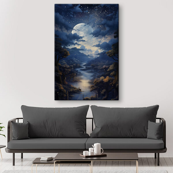 Wandbilder Mond über einem Fluss