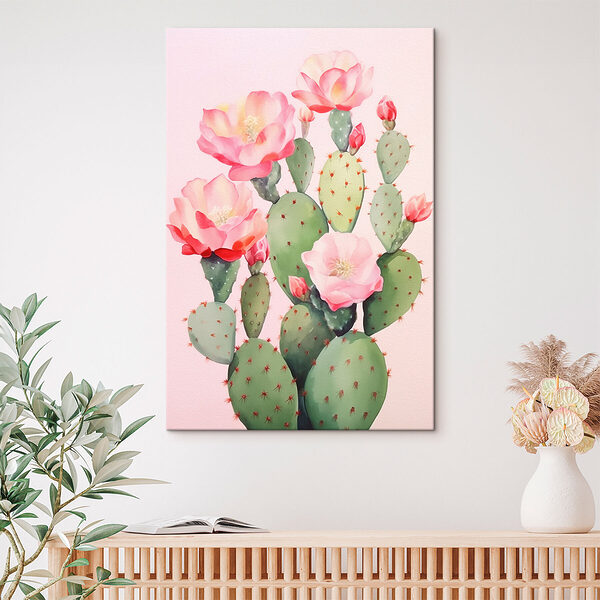 Gemälde eines Kaktus mit Blumen Wandbilder Gemälde eines Kaktus mit Blumen