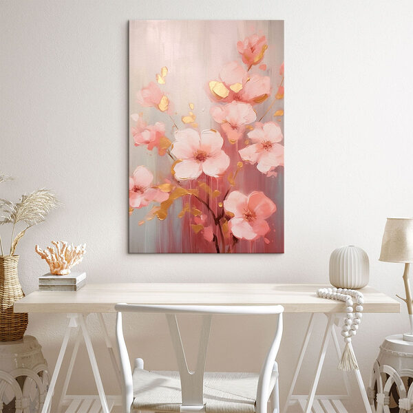 Gemälde mit rosa Blumen Wandbilder Gemälde mit rosa Blumen