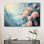 Wandbilder Gemälde mit rosa Blumen