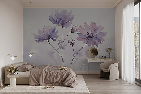 Gruppe violetter Blumen Fototapeten Gruppe violetter Blumen