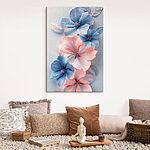 Wandbilder Gruppe von blauen und rosa Blumen