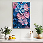 Wandbilder Gruppe von blauen und rosa Blumen