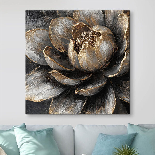 Wandbilder Kunstvolle Blume mit strukturierten Blütenblättern